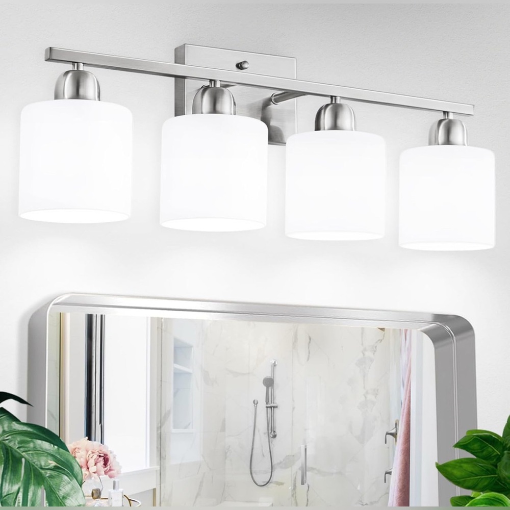 4-Light Bathroom Light Fixture, Brushed Nickel